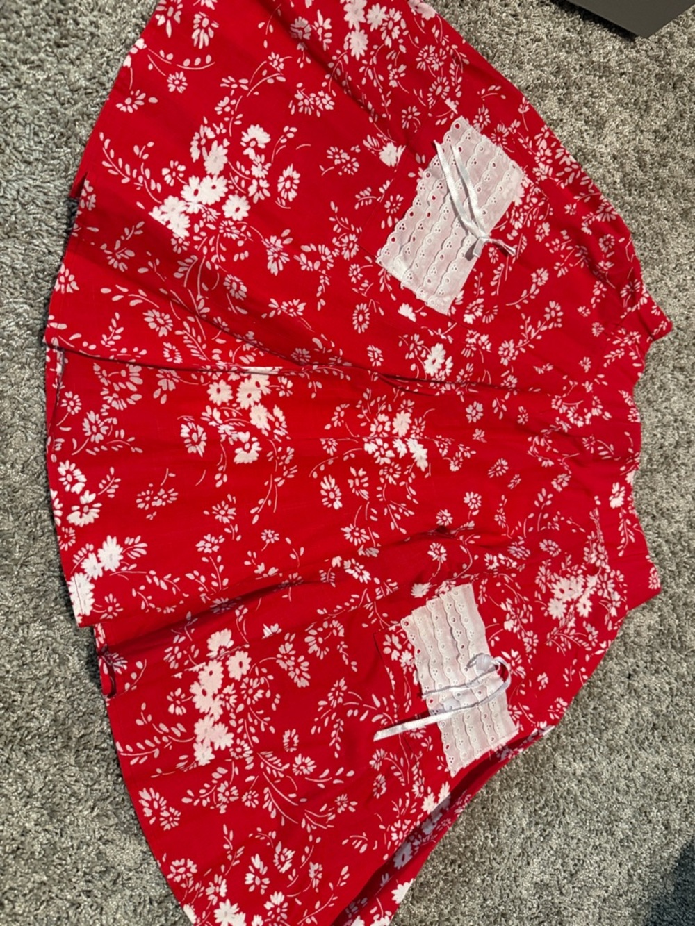 Source Unknown Red Floral Mini Skirt
